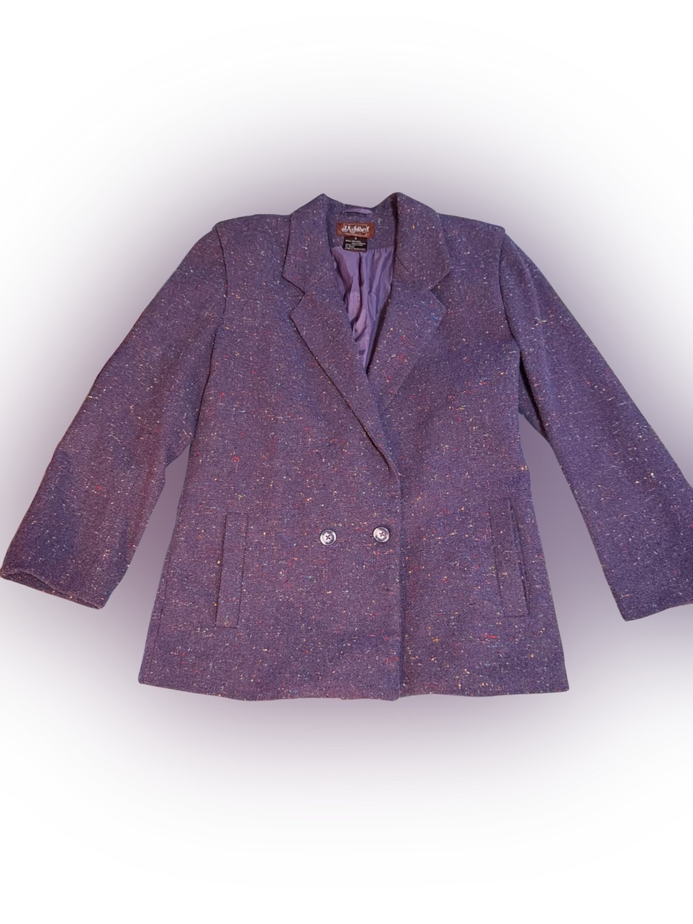 Women's VINTAGE Purple Tweed Double-Button Blazer